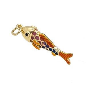 Copper Fish Pendant Enamel Gold Plated, approx 7-25mm [FD25629]