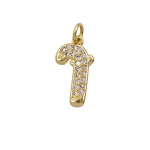 Christmas Candy Charms Copper Pendant Pave Zirconia Gold Plated, approx 7.5-12mm [FD25636]