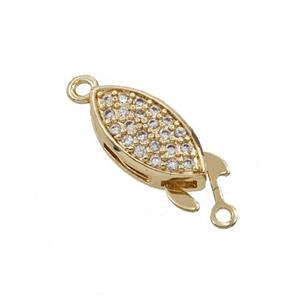 Copper Clasp Pave Zirconia Gold Plated, approx 7-15mm [FD25662]