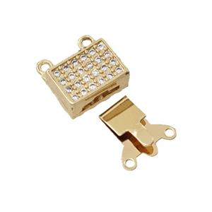 Copper Clasp Pave Zirconia Gold Plated, approx 10-14mm [FD25663]