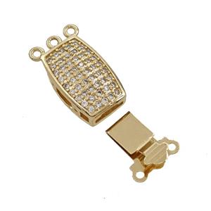 Copper Clasp Pave Zirconia Gold Plated, approx 10-23mm [FD25664]