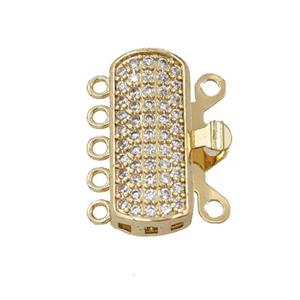 Copper Clasp Pave Zirconia Gold Plated, approx 15-19mm [FD25665]