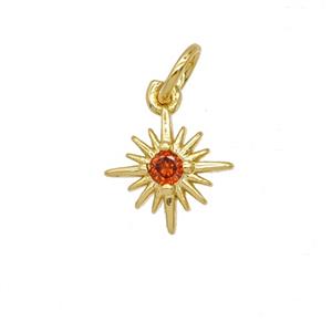 Copper Star Pendant Pave Zirconia 18K Gold Plated, approx 9.5mm [FD25670]