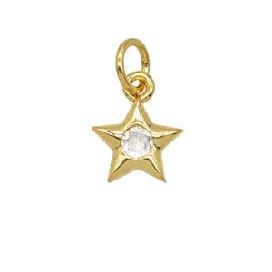 Copper Star Pendant Pave Zirconia 18K Gold Plated, approx 8mm [FD25671]