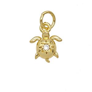 Copper Tortoise Pendant Pave Zirconia 18K Gold Plated, approx 8-9mm [FD25674]