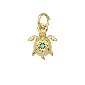 Copper Tortoise Pendant Pave Zirconia 18K Gold Plated, approx 8-9mm [FD25675]