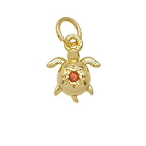 Copper Tortoise Pendant Pave Zirconia 18K Gold Plated, approx 8-9mm [FD25676]