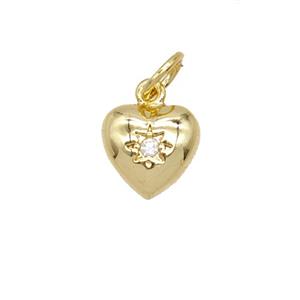 Copper Heart Pendant Pave Zirconia 18K Gold Plated, approx 8.5mm [FD25677]