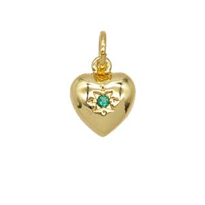 Copper Heart Pendant Pave Zirconia 18K Gold Plated, approx 8.5mm [FD25678]