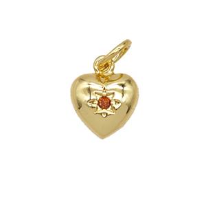 Copper Heart Pendant Pave Zirconia 18K Gold Plated, approx 8.5mm [FD25679]