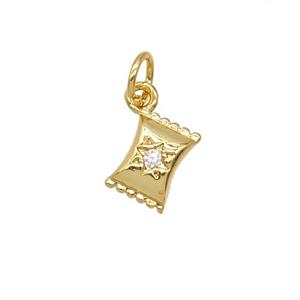 Copper Candy Pendant Pave Zirconia 18K Gold Plated, approx 6-8mm [FD25683]