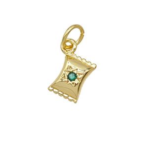 Copper Candy Pendant Pave Zirconia 18K Gold Plated, approx 6-8mm [FD25685]