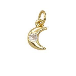 Copper Moon Pendant Pave Zirconia 18K Gold Plated, approx 6-8mm [FD25686]