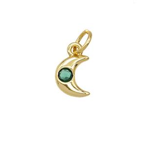 Copper Moon Pendant Pave Zirconia 18K Gold Plated, approx 6-8mm [FD25687]