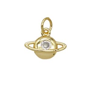 Copper Planet Pendant Pave Zirconia 18K Gold Plated, approx 7-12mm [FD25689]