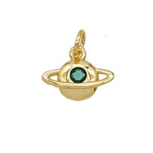 Copper Planet Pendant Pave Zirconia 18K Gold Plated, approx 7-12mm [FD25691]