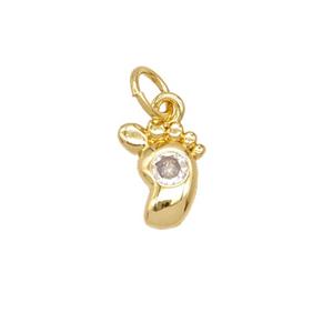 Copper Footprint Pendant Pave Zirconia 18K Gold Plated, approx 7-9mm [FD25692]