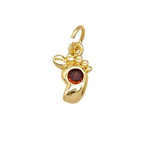 Copper Footprint Pendant Pave Zirconia 18K Gold Plated, approx 7-9mm [FD25693]