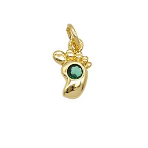 Copper Footprint Pendant Pave Zirconia 18K Gold Plated, approx 7-9mm [FD25694]