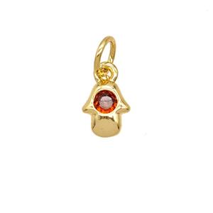 Copper Hamsahand Pendant Pave Zirconia 18K Gold Plated, approx 6-7mm [FD25699]