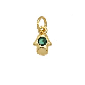 Copper Hamsahand Pendant Pave Zirconia 18K Gold Plated, approx 6-7mm [FD25700]