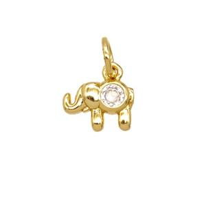 Copper Elephant Pendant Pave Zirconia 18K Gold Plated, approx 6-9mm [FD25701]