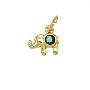Copper Elephant Pendant Pave Zirconia 18K Gold Plated, approx 6-9mm [FD25702]