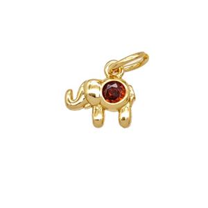 Copper Elephant Pendant Pave Zirconia 18K Gold Plated, approx 6-9mm [FD25703]