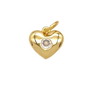 Copper Heart Pendant Pave Zirconia 18K Gold Plated, approx 9.5mm [FD25704]