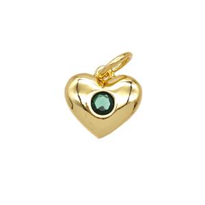 Copper Heart Pendant Pave Zirconia 18K Gold Plated, approx 9.5mm [FD25706]