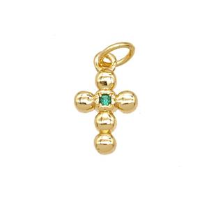 Copper Cross Pendant Pave Zirconia 18K Gold Plated, approx 8.5-11mm [FD25708]