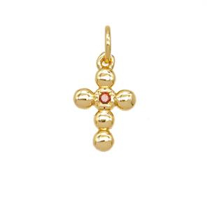 Copper Cross Pendant Pave Zirconia 18K Gold Plated, approx 8.5-11mm [FD25709]
