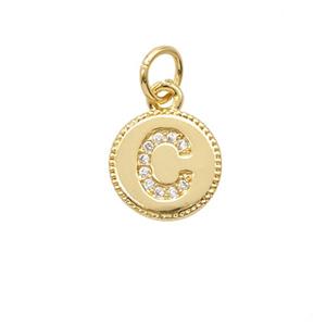 Copper Letter-C Pendant Pave Zirconia 18K Gold Plated, approx 10mm [FD25712]