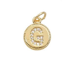 Copper Letter-G Pendant Pave Zirconia 18K Gold Plated, approx 10mm [FD25716]