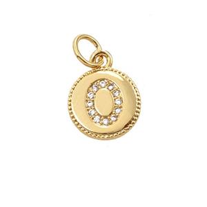 Copper Letter-O Pendant Pave Zirconia 18K Gold Plated, approx 10mm [FD25724]