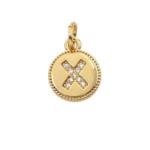 Copper Letter-X Pendant Pave Zirconia 18K Gold Plated, approx 10mm [FD25733]