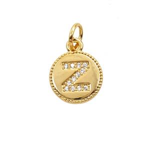 Copper Letter-Z Pendant Pave Zirconia 18K Gold Plated, approx 10mm [FD25735]