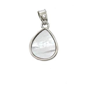 Copper Teardrop Pendant Pave Shell Platinum Plated, approx 10-12mm [FD25737]