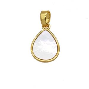 Copper Teardrop Pendant Pave Shell 18K Gold Plated, approx 10-12mm [FD25738]