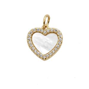 Copper Heart Pendant Pave Zirconia Shell 18K Gold Plated, approx 12mm [FD25743]