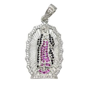 Copper Jesus Pendant Pave Zirconia Platinum Plated, approx 20-28mm [FD25758]