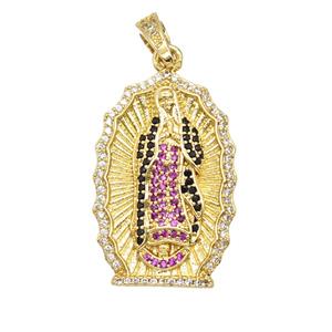 Copper Jesus Pendant Pave Zirconia 18K Gold Plated, approx 20-28mm [FD25759]
