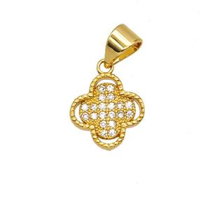 Copper Clover Pendant Micropave Zirconia 18K Gold Plated, approx 10mm [FD25764]