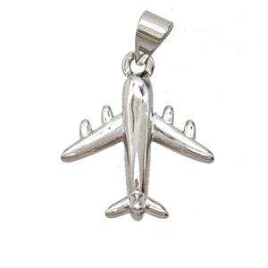 Copper Airplane Pendant Platinum Plated, approx 17mm [FD25765]
