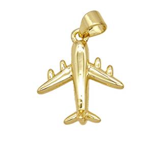 Copper Airplane Pendant 18K Gold Plated, approx 17mm [FD25766]