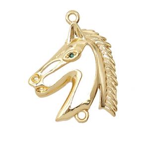 Copper Horse-Head Connector Pave Zirconia 18K Gold Plated, approx 17-18mm [FD25767]