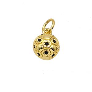 Copper Football Pendant Pave Zirconia Sports 18K Gold Plated, approx 7.5mm [FD25768]