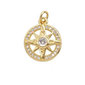 Copper Star Pendant Pave Zirconia 18K Gold Plated, approx 15mm [FD25772]