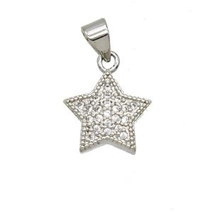 Copper Star Pave Zirconia Platinum Plated, approx 12mm [FD25774]