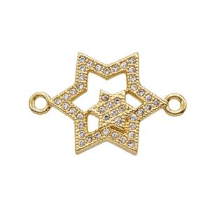 Copper Connector Pave Zirconia 18K Gold Plated, approx 17mm [FD25777]